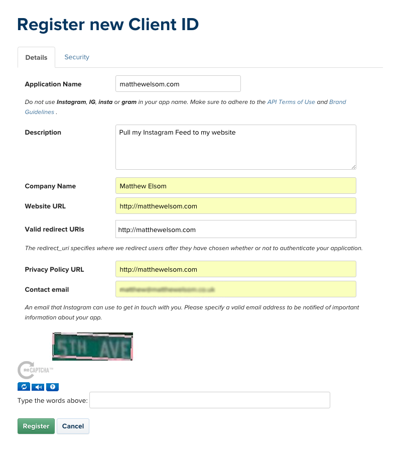 Register a New Client ID
